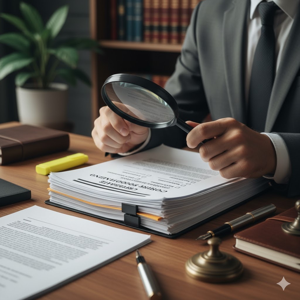 Verifying shelf company compliance through legal document review.