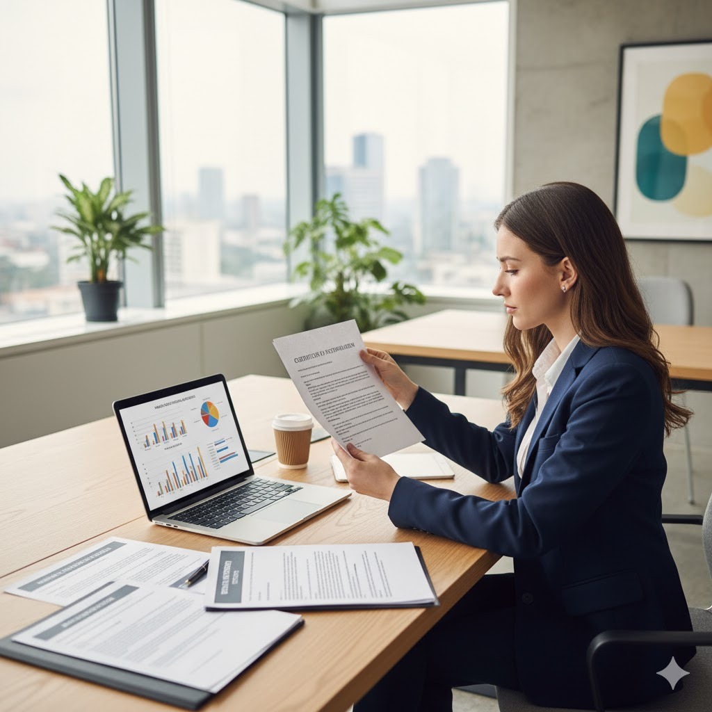 Business owner reviewing shelf corporations for sale documentation and pricing