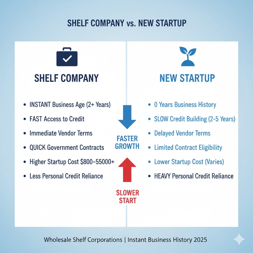 Shelf corporation benefits compared to traditional business formation methods